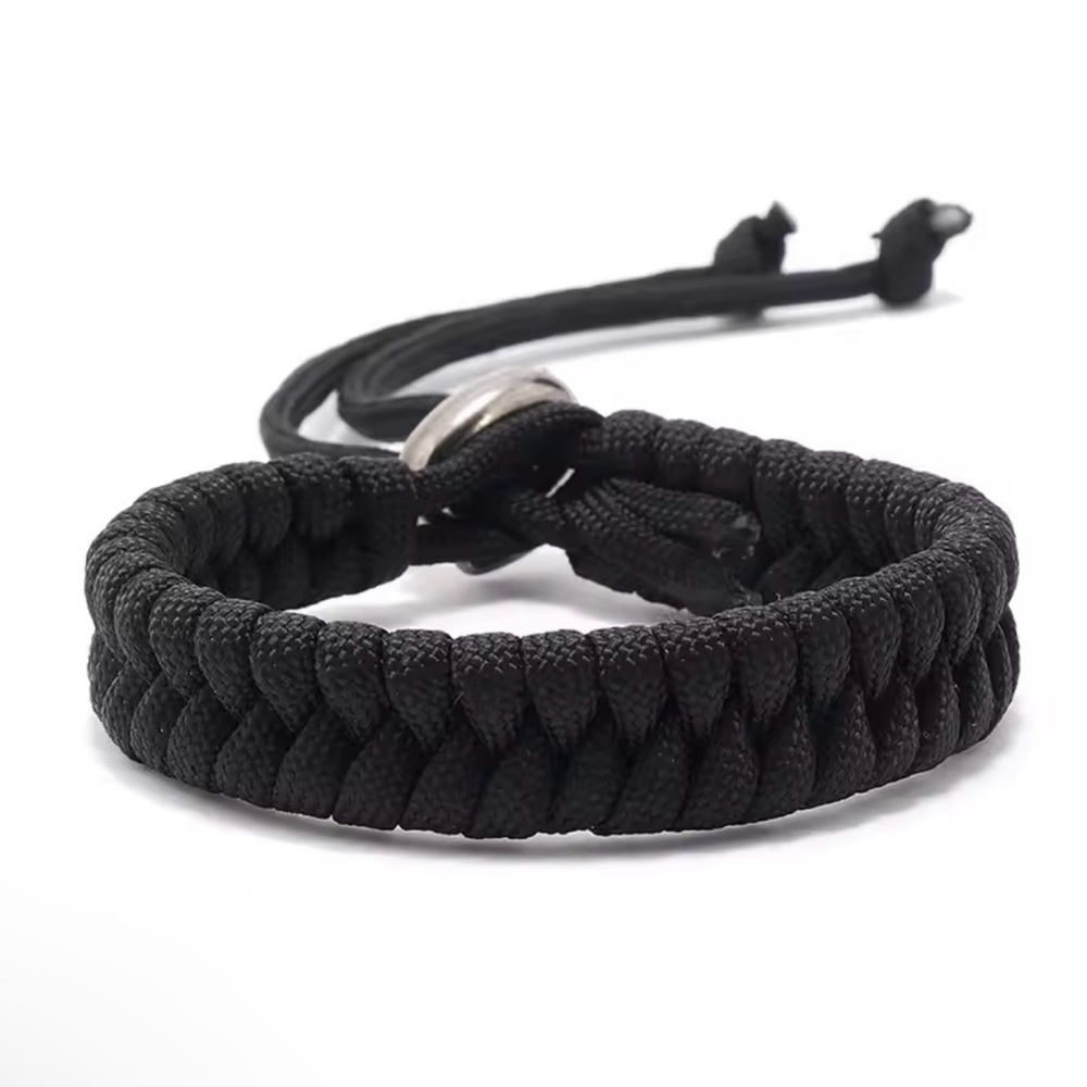 Men’s Weaving Black Wide Rope Bracelet